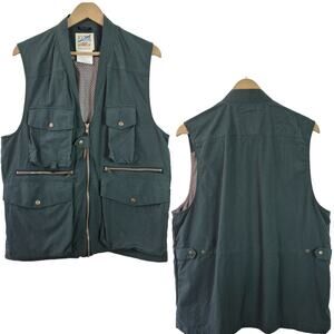 TravelSmith Green Hiking Fishing Journalist Vintage USA Vest 9 Pockets Medium